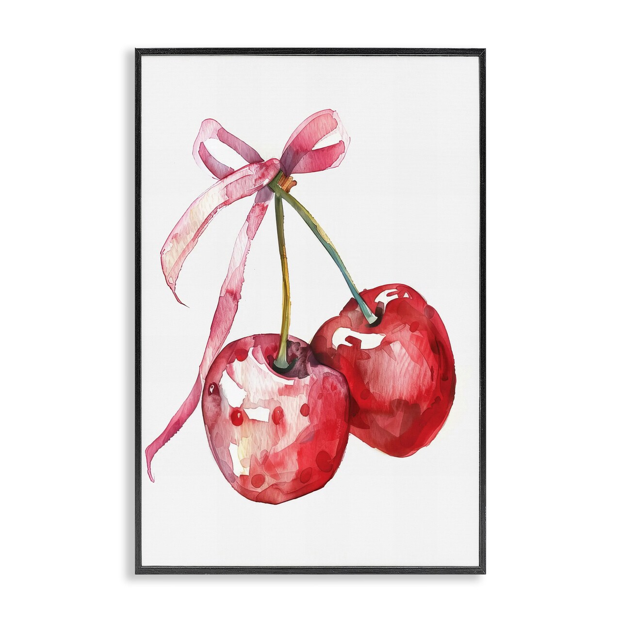Stupell Industries Cherries Tied in Ribbon Framed Giclee Design by LSR Design Studio